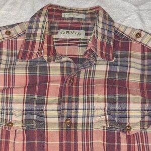 Orvis Men's Plaid Shirt - Red and Blue